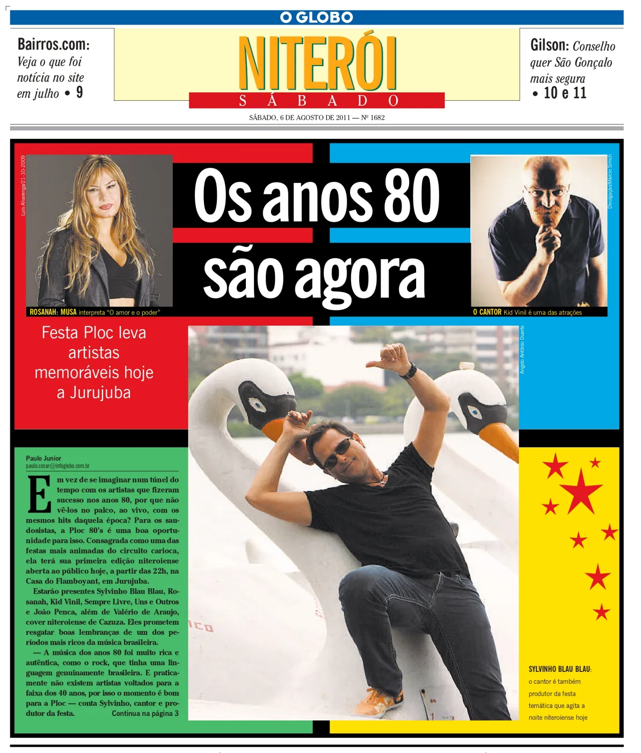 Capa de jornal O Globo Niterói destacando festas nostálgicas e cultura dos anos 80.